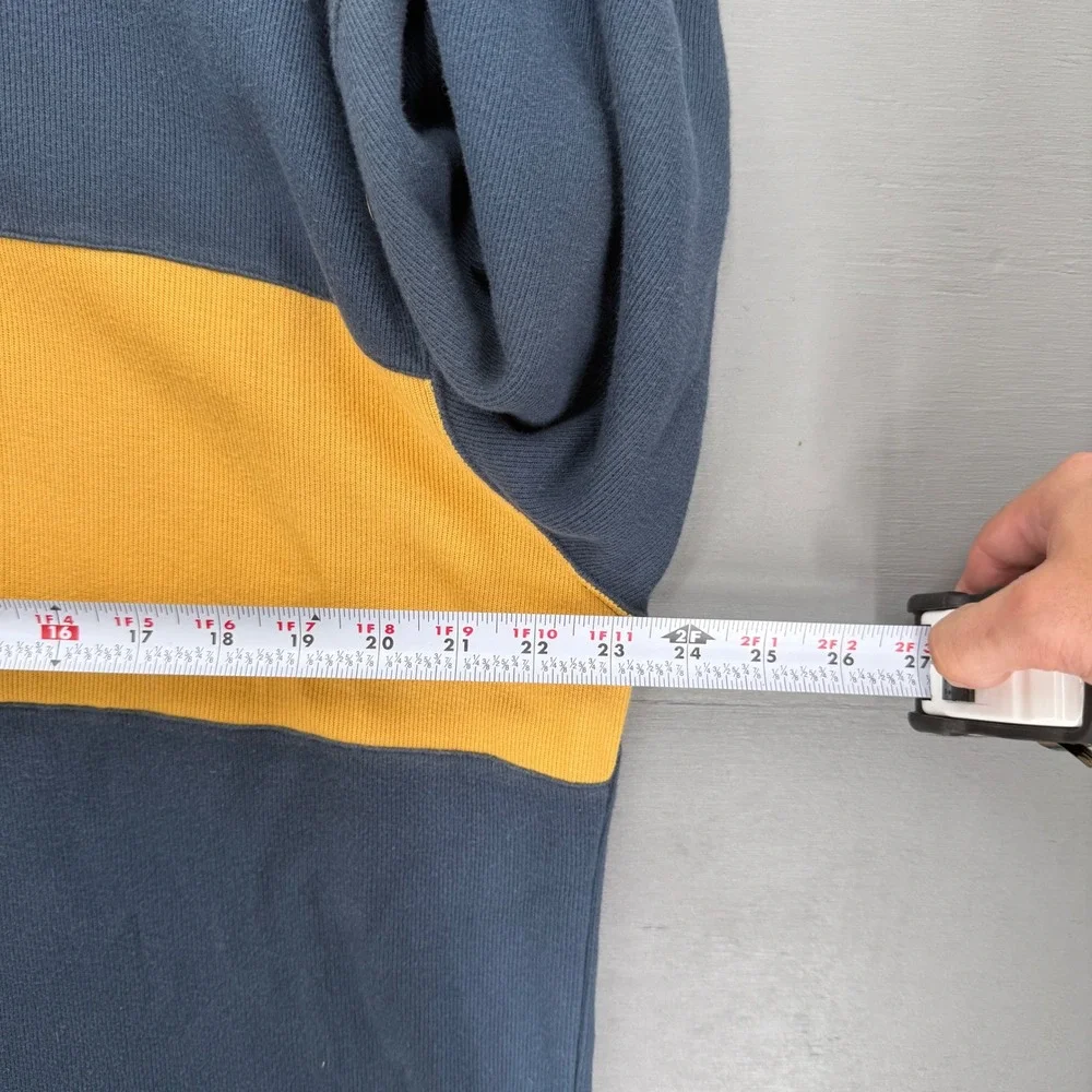 Vintage Nike Long Sleeve Sweater Shirt Navy Blue Yellow Colorblock Y2K Large